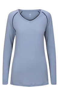 Macpac Women's 150 Merino V-Neck Top, Dusty Blue, hi-res