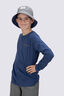 Macpac Kids' Abstract Waterway Fairtrade Organic Long Sleeve T-Shirt, Oceana, hi-res