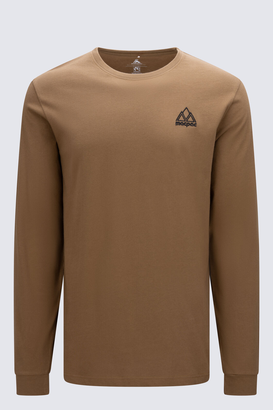 Macpac Men's Vintage Embroidered Fairtrade Organic Cotton Long Sleeve T-Shirt, Kangaroo, hi-res