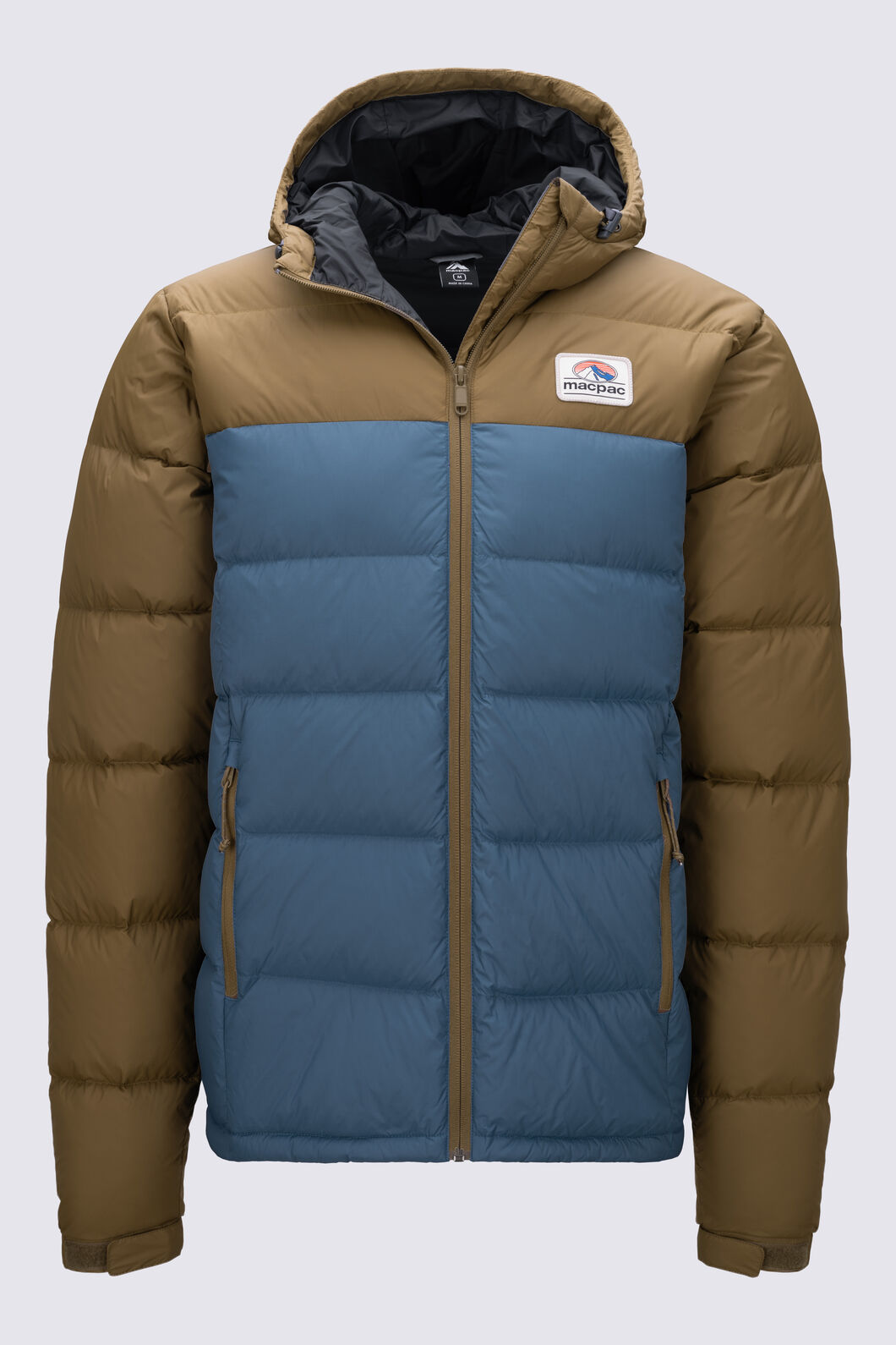 Macpac Men's Halo Hooded Down Jacket ♺, Kangaroo/Bering Sea, hi-res