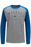 Macpac Kids' Graphic Long Sleeve Tee, Classic Blue/Grey Marle, hi-res