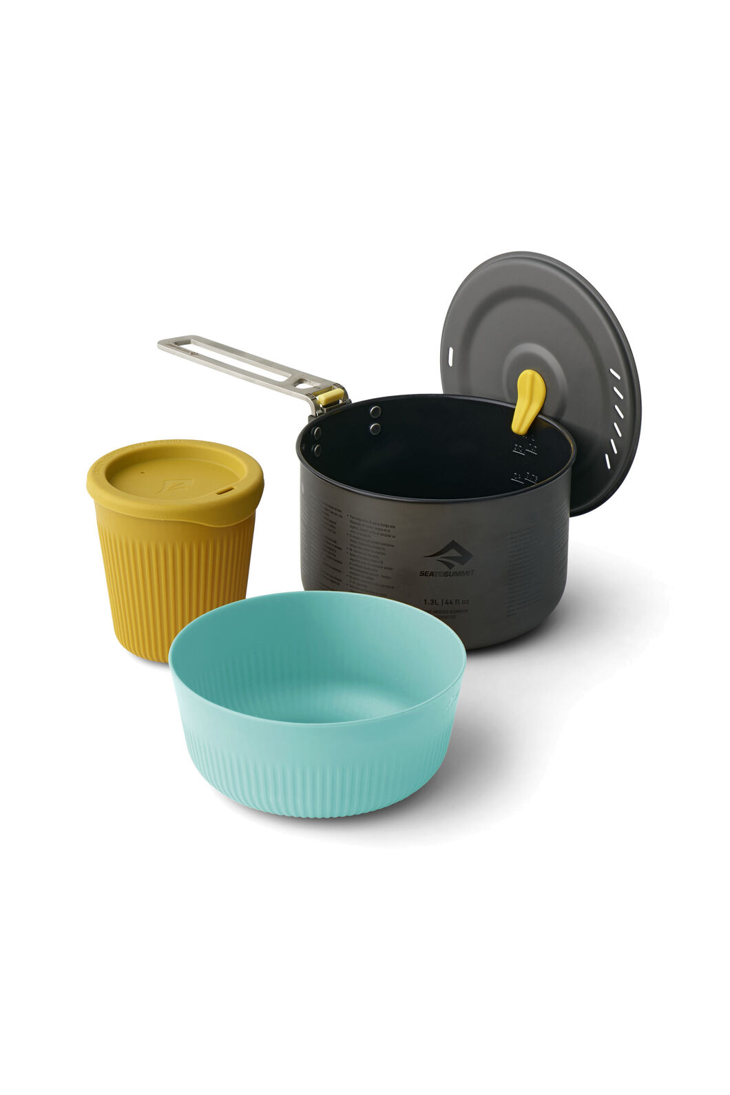 Sea to Summit Frontier Ultralight One Pot Cook Set — 3 Piece, Anodised Grey/Sulphur/Aqua Sea, hi-res