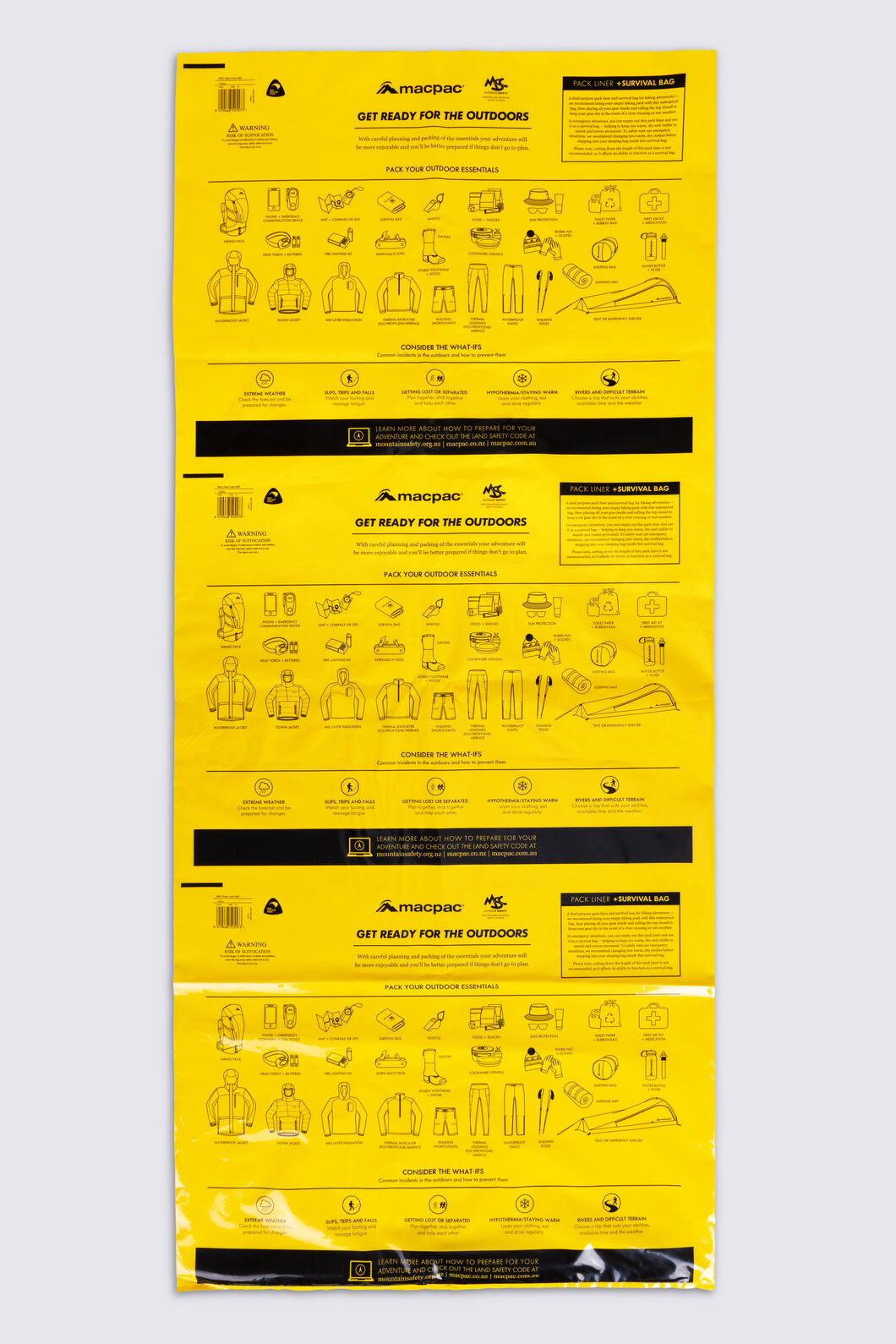 Mountain Safety Council Pack Liner, Yellow, hi-res