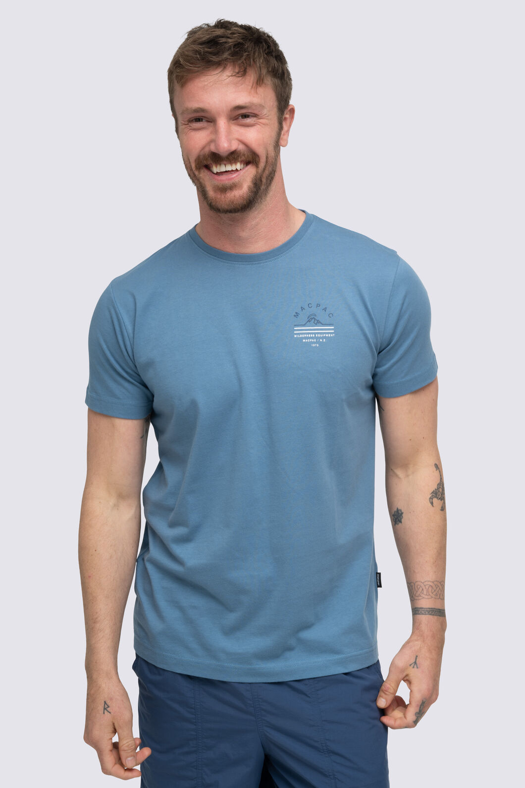 Macpac Men's Alps Fairtrade Organic Cotton Short Sleeve T-Shirt, Captains Blue, hi-res