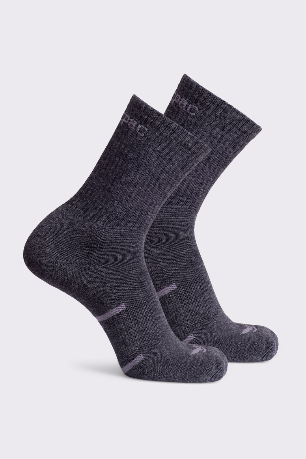 Macpac Hiking Sock &mdash; 2 Pack V2, Grey Melange/Light Grey, hi-res