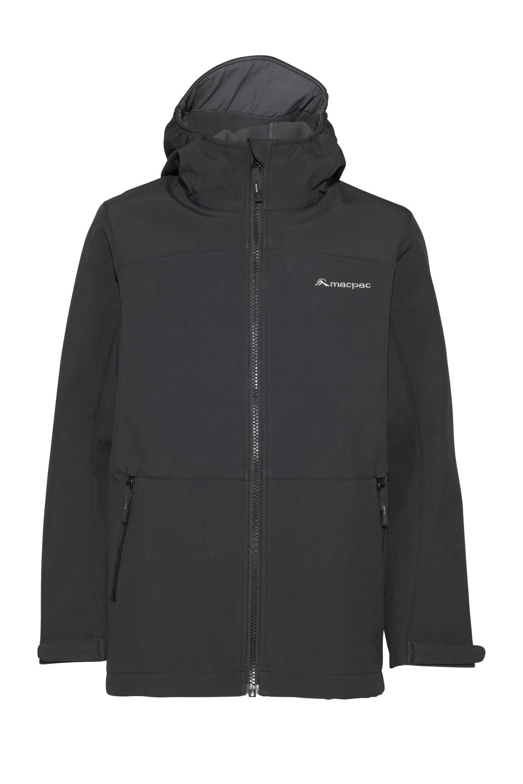 Macpac Kids' Sabre Hooded Softshell Jacket, Black, hi-res