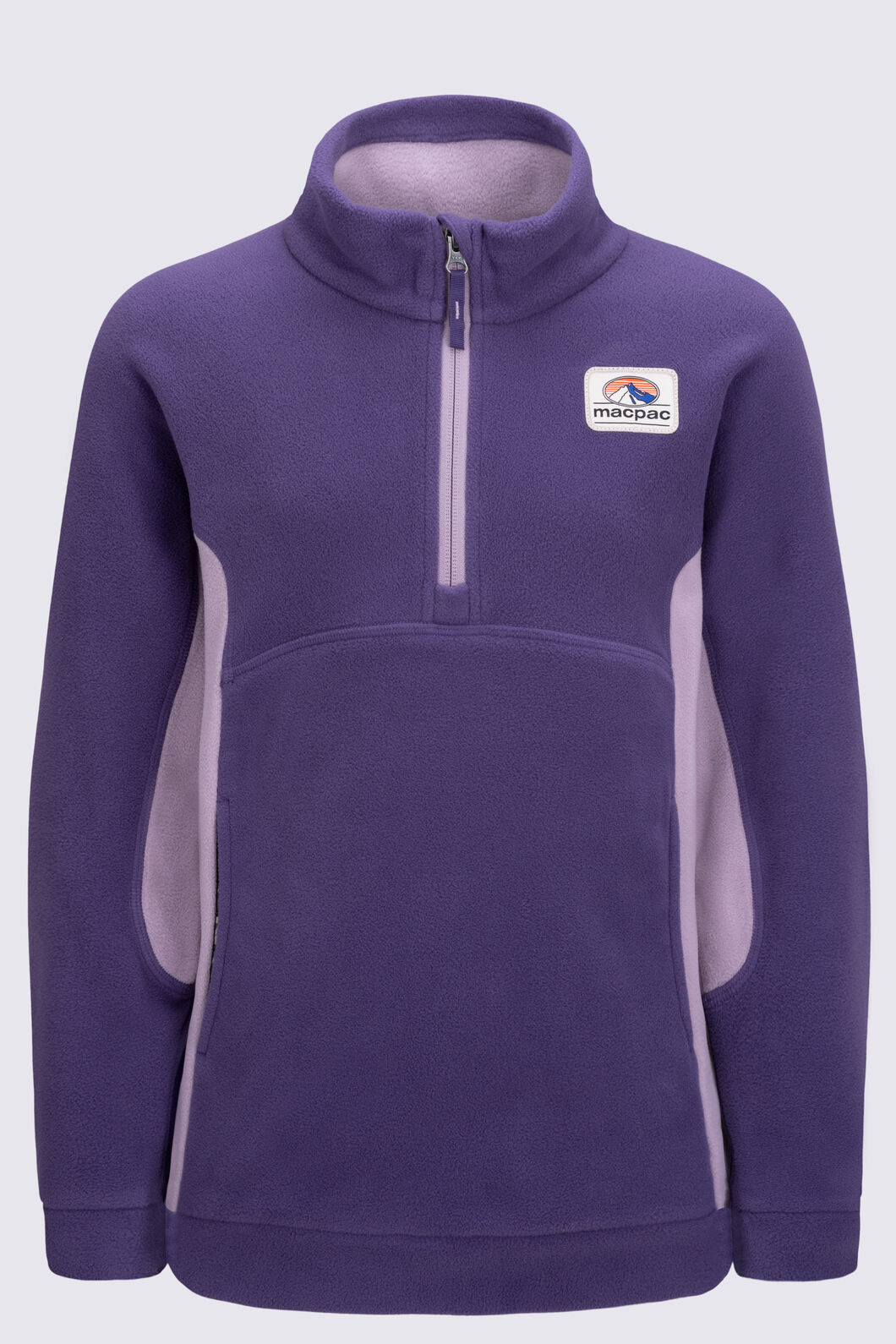 Macpac Kids' Heritage Fleece Pullover, Loganberry/Seafog, hi-res