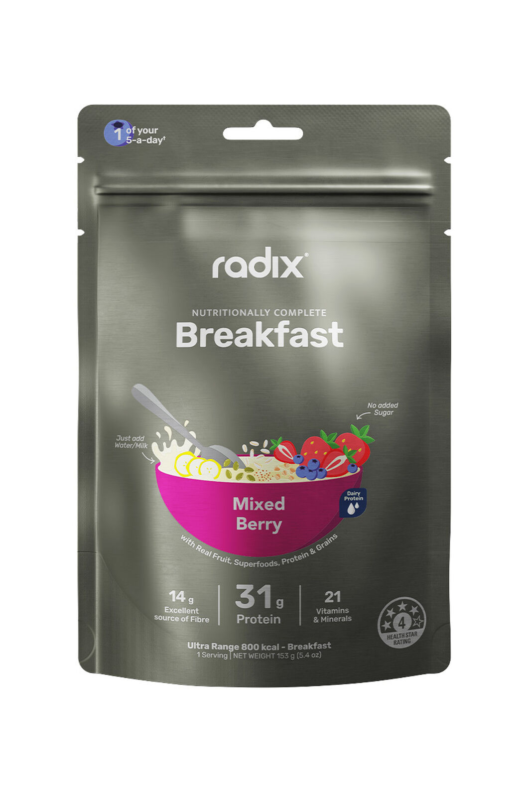 Radix ULTRA 800kcal Mixed Berry Dairy Breakfast - 153g, Grey, hi-res