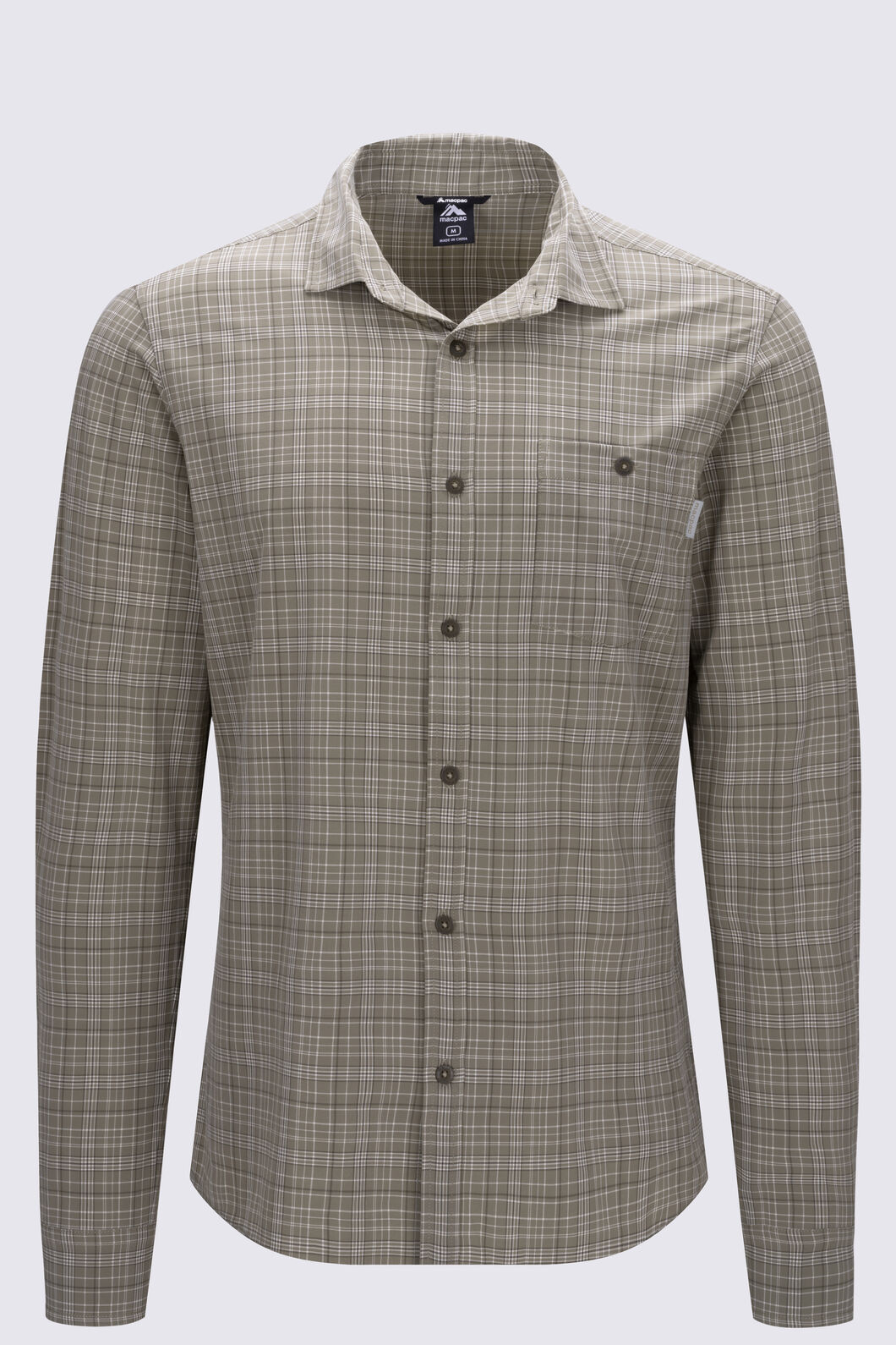 Macpac Men's Eclipse Long Sleeve Shirt, Dusky Green Check, hi-res