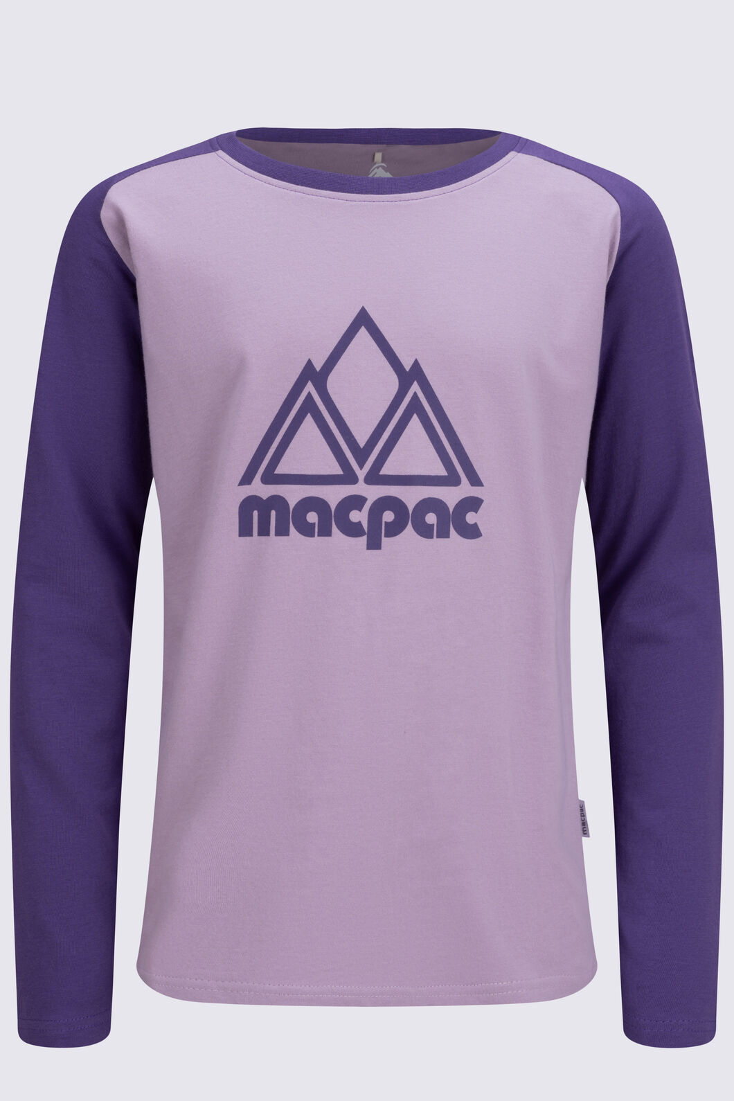 Macpac Kids' Vintage Fairtrade Organic Cotton Long Sleeve T-Shirt, Loganberry/Seafog, hi-res