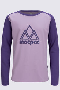 Macpac Kids' Vintage Fairtrade Organic Cotton Long Sleeve T-Shirt, Loganberry/Seafog, hi-res