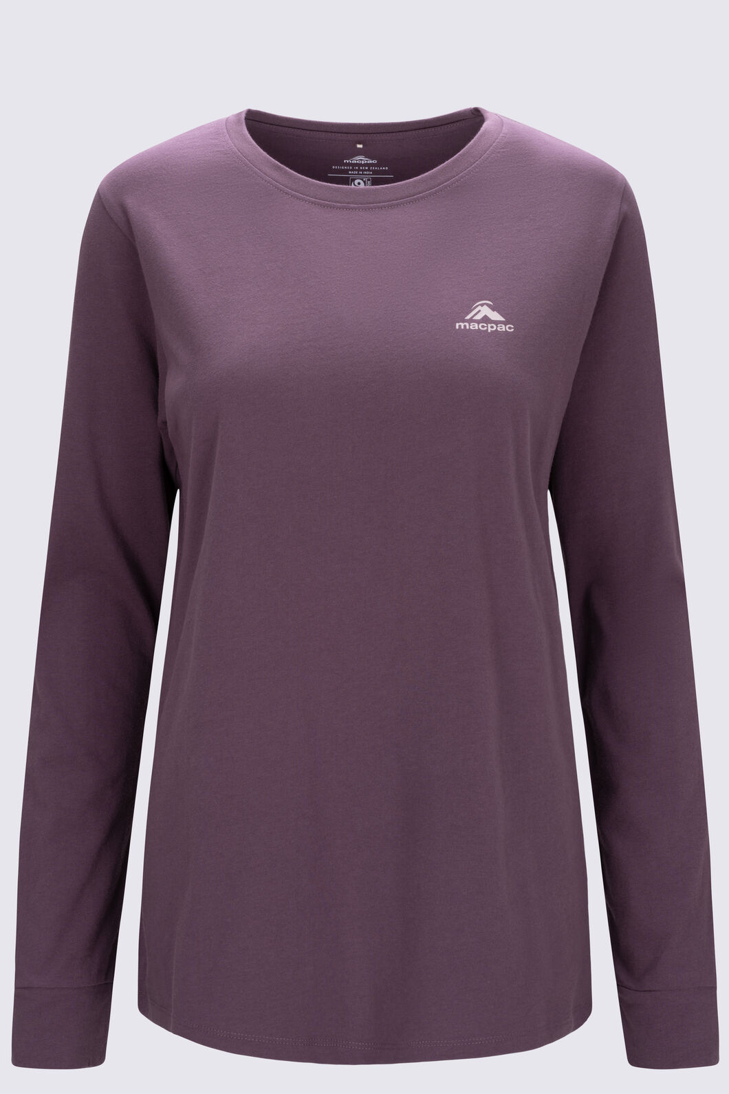 Macpac Women's Paparoa NP Fairtrade Organic Cotton Long Sleeve T-Shirt, Flint, hi-res