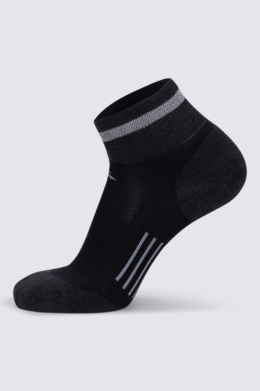 Macpac Reflective Trail Quarter Sock &mdash; 2 Pack, Black, hi-res