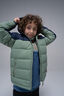 Macpac Kids' Halo Hooded Down Jacket, Navy/Hedge Green, hi-res