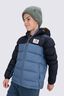 Macpac Kids' Halo Hooded Down Jacket, Black/Bering Sea, hi-res