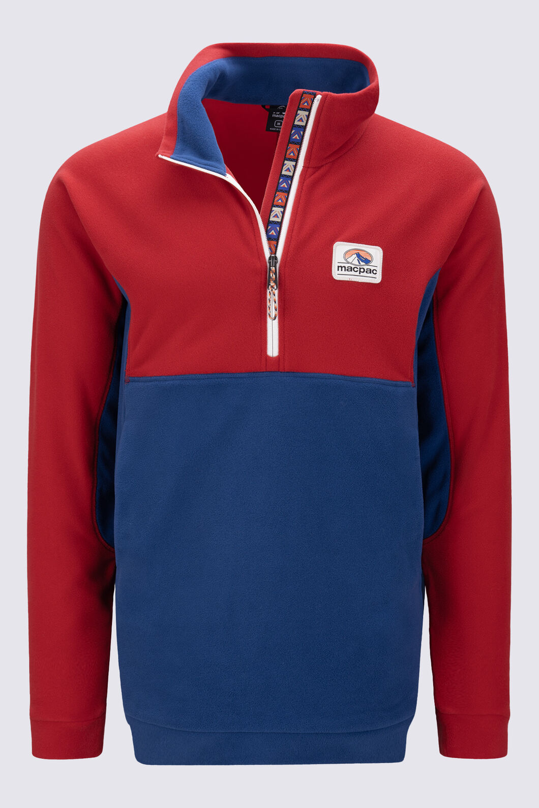 Macpac Men&rsquo;s Heritage Fleece Pullover, Salsa/Navy Peony, hi-res