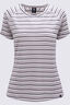 Macpac Women's Ella 180 Merino T-Shirt, Egret/Plum Kitten Stripe, hi-res