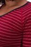 Macpac Women's 150 Merino V-Neck Top, Persian Red Stripe, hi-res