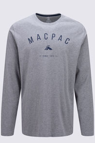 Macpac Men's Graphic Fairtrade Organic Cotton Long Sleeve T-Shirt, Grey Marle, hi-res