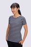 Macpac Women's Ella 180 Merino T-Shirt, French Oak/Navy Stripe, hi-res
