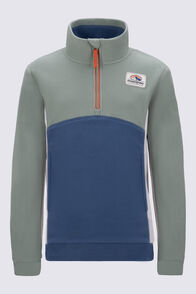 Macpac Kids&rsquo; Heritage Fleece Pullover, Ensign Blue/Hedge Green, hi-res