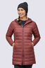 Macpac Women's Uber Light Hooded Down Coat ♺, Hot Chocolate, hi-res