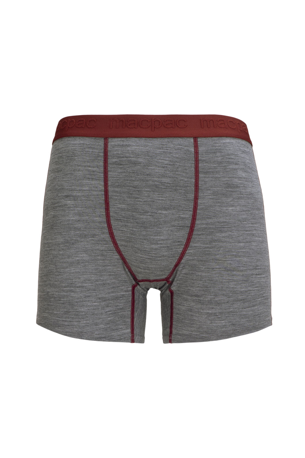 Macpac Men's 180 Merino Boxers, Mid Grey Marle/Russet Brown, hi-res