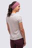 Macpac Women's Ella 180 Merino T-Shirt, Egret/Plum Kitten Stripe, hi-res