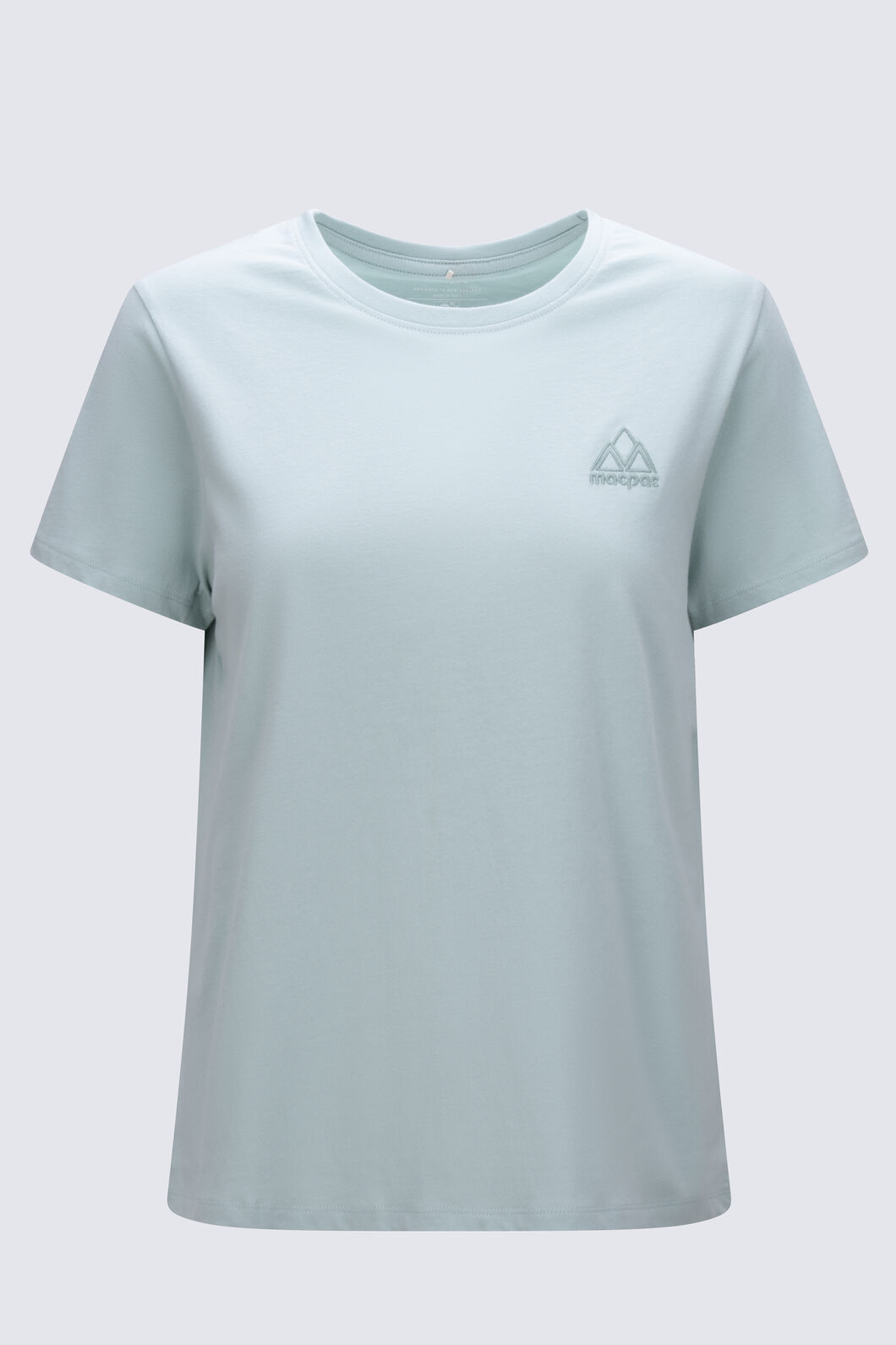 Macpac Women's Vintage Embroidered Fairtrade Organic Cotton Short Sleeve T-Shirt, Blue Haze, hi-res