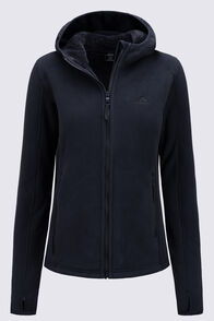 Macpac Womens Mountain Hooded Fleece Jacket, Black, hi-res