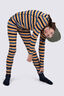 Macpac Kids' 220 Merino Long Johns, Bering Sea/Flame Orange Stripe, hi-res