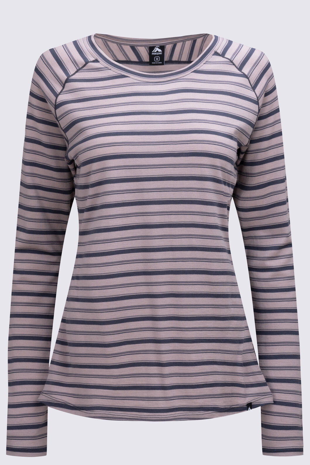 Macpac Women's Ella 180 Merino Long Sleeve T-Shirt, Sphinx Stripe, hi-res