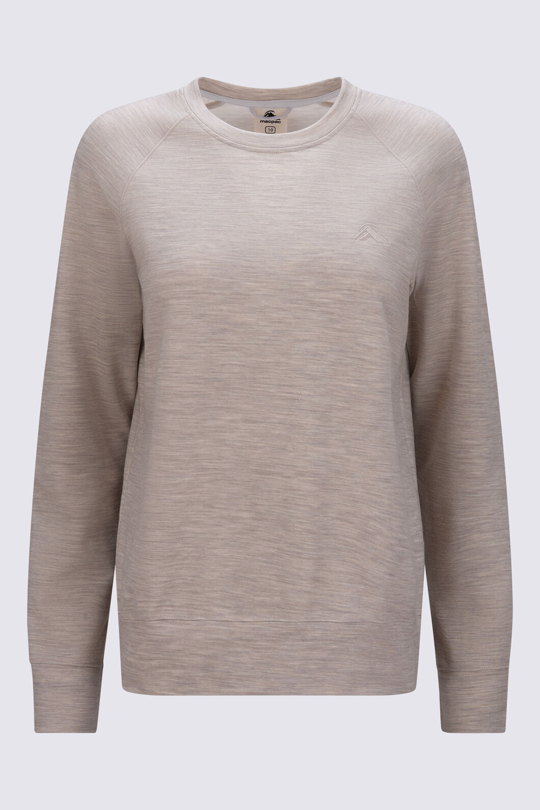 Macpac Women&rsquo;s 280 Merino Long Sleeve Crew, Moonbeam Marle, hi-res