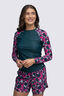 Macpac Women's Long Sleeve Rash Top, Deep Teal Shatter, hi-res