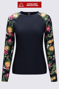Macpac Women's Long Sleeve Rash Top, Black/Tahitian Dream, hi-res