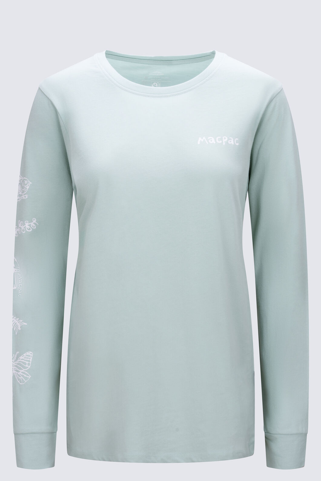 Macpac Women's Whimsical Journey Fairtrade Organic Long Sleeve T-Shirt, Blue Haze, hi-res