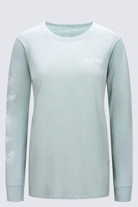 Macpac Women's Whimsical Journey Fairtrade Organic Long Sleeve T-Shirt, Blue Haze, hi-res