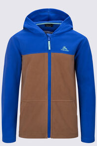 Macpac Kids' Ruru Fleece Jacket, Dazzling Blue/Toasted Coconut, hi-res