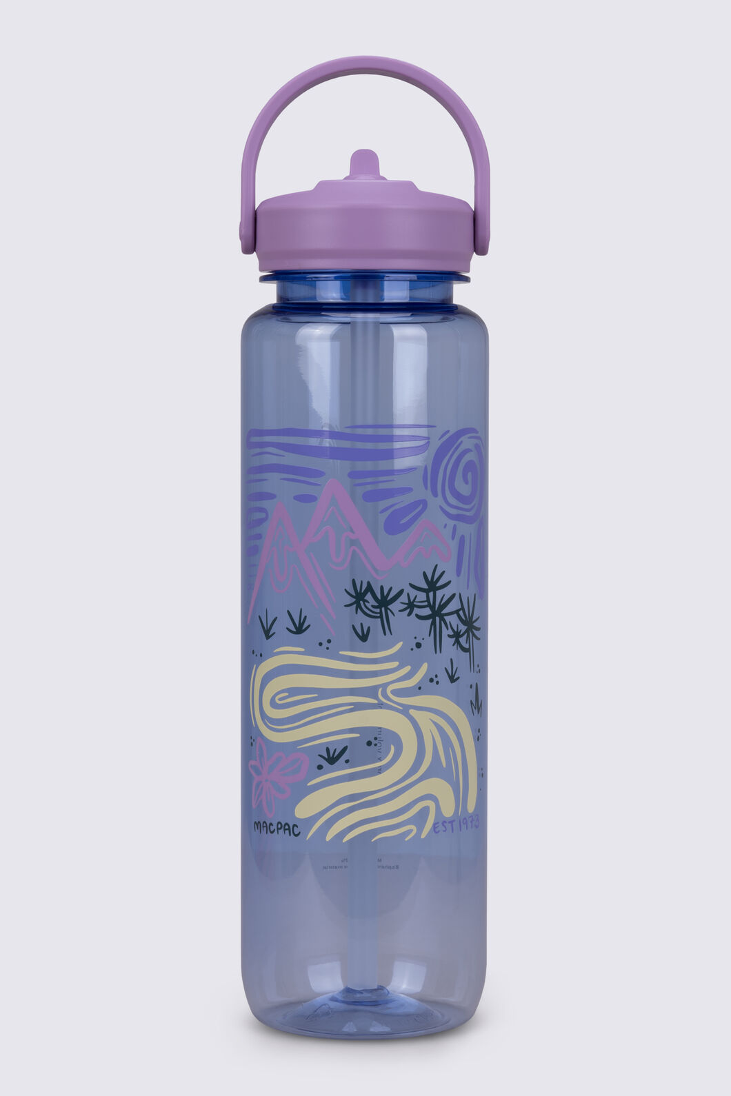 Macpac Nerine 1L Straw Cap Water Bottle, Violet Summer Mountains, hi-res