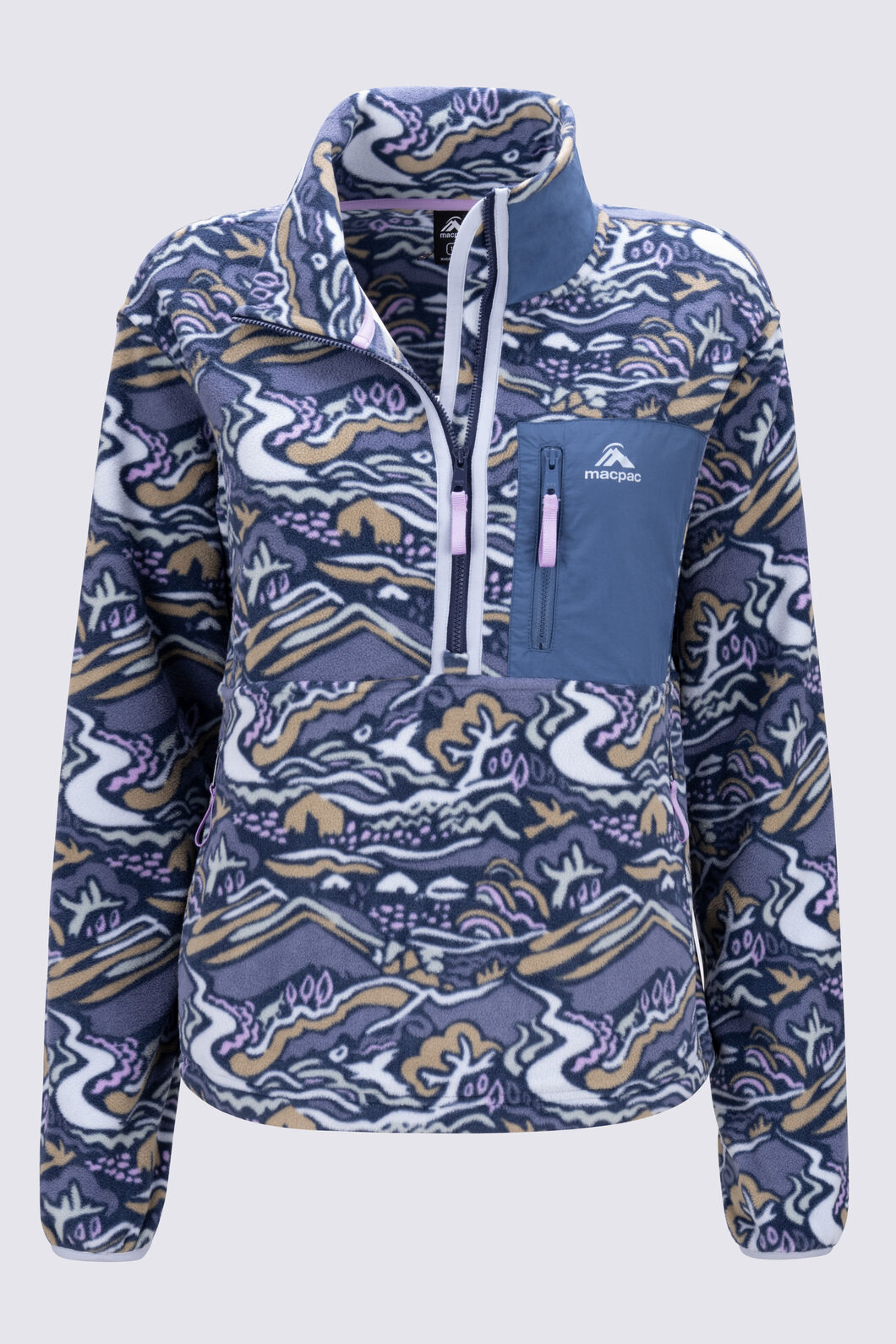 Macpac Women's Kindling Fleece Pullover, Valley Print, hi-res