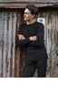 Macpac Men's 220 Merino Long Sleeve Top, Black, hi-res