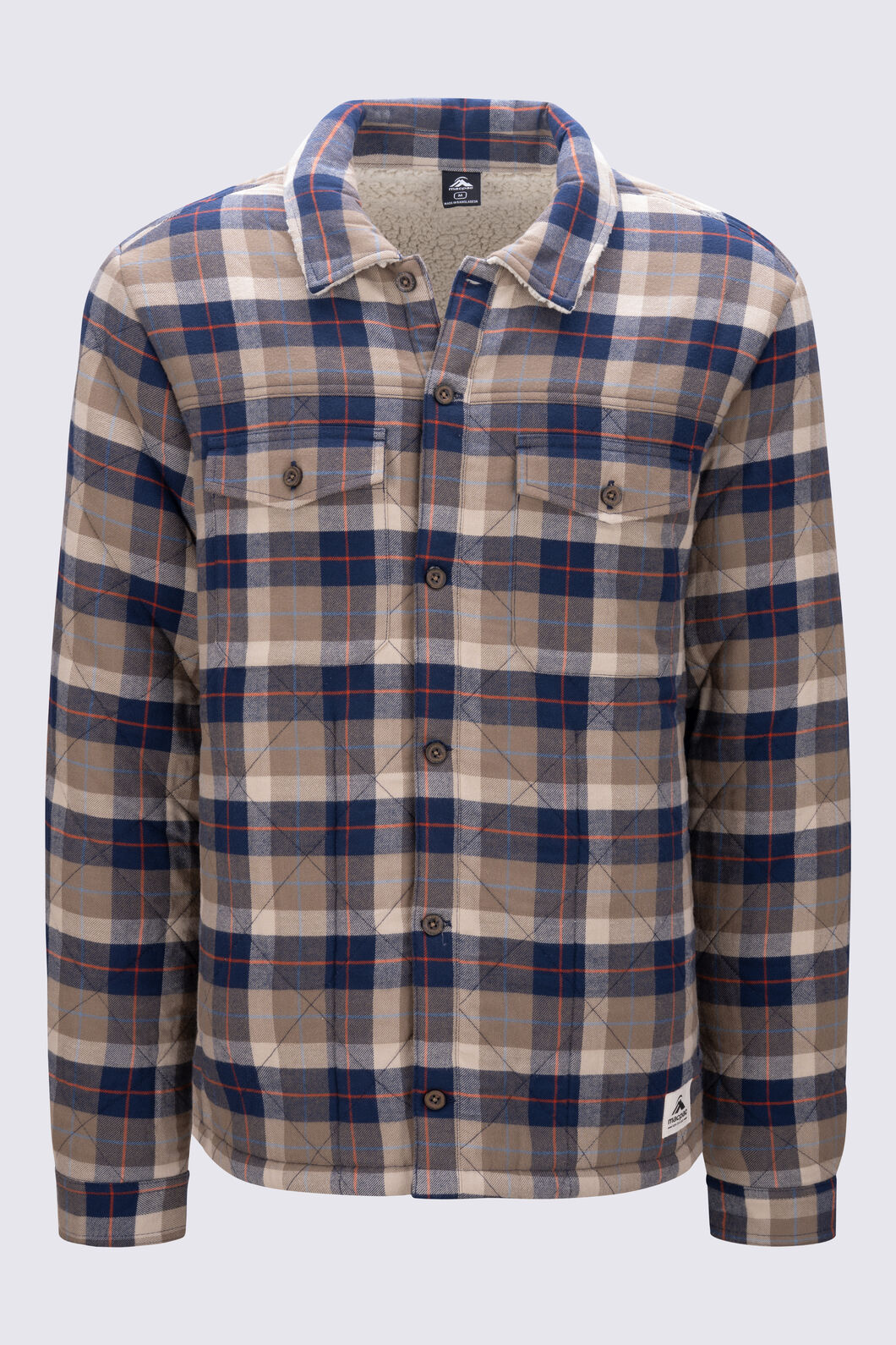 Macpac Men's Alma Fleece Lined Shirt, Shitake Plaid, hi-res