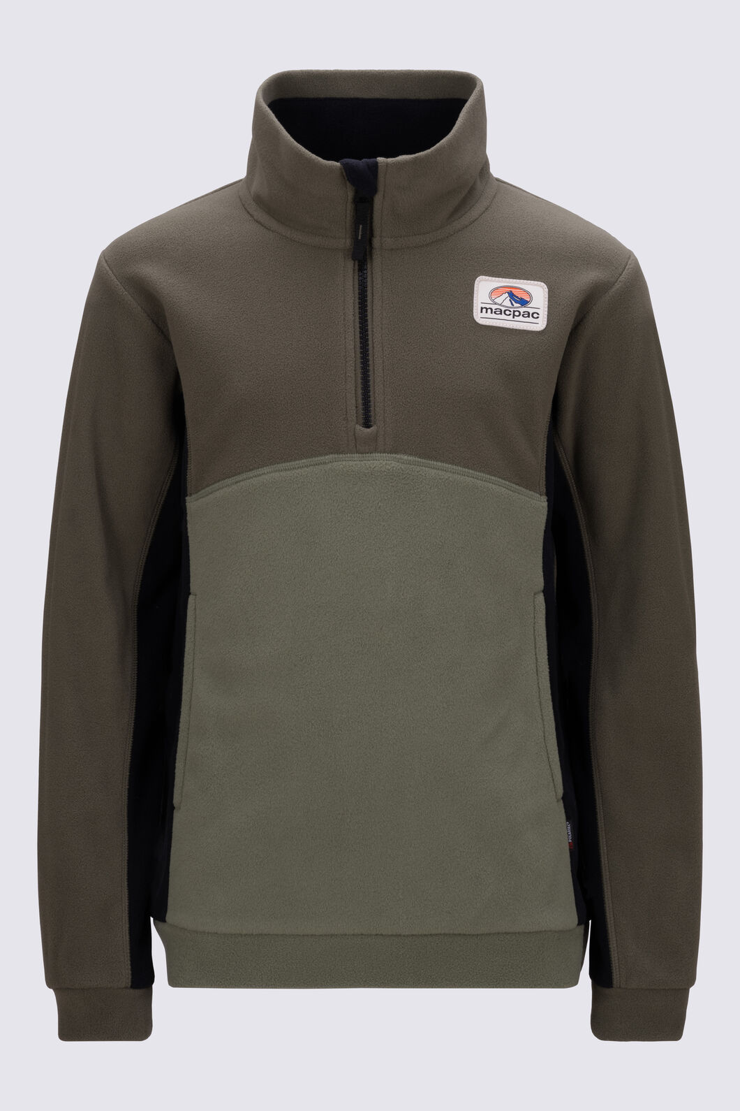 Macpac Kids&rsquo; Heritage Fleece Pullover, Grapeleaf/Four Leaf Clover/Blk, hi-res