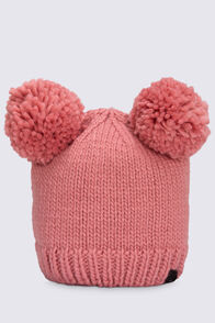 Macpac Kids' Double Pom Pom Beanie, Brandied Apricot, hi-res
