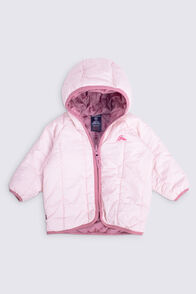 Macpac Baby Pulsar Hooded Insulated Jacket, Peach Whip/Nostalgia Rose Print, hi-res