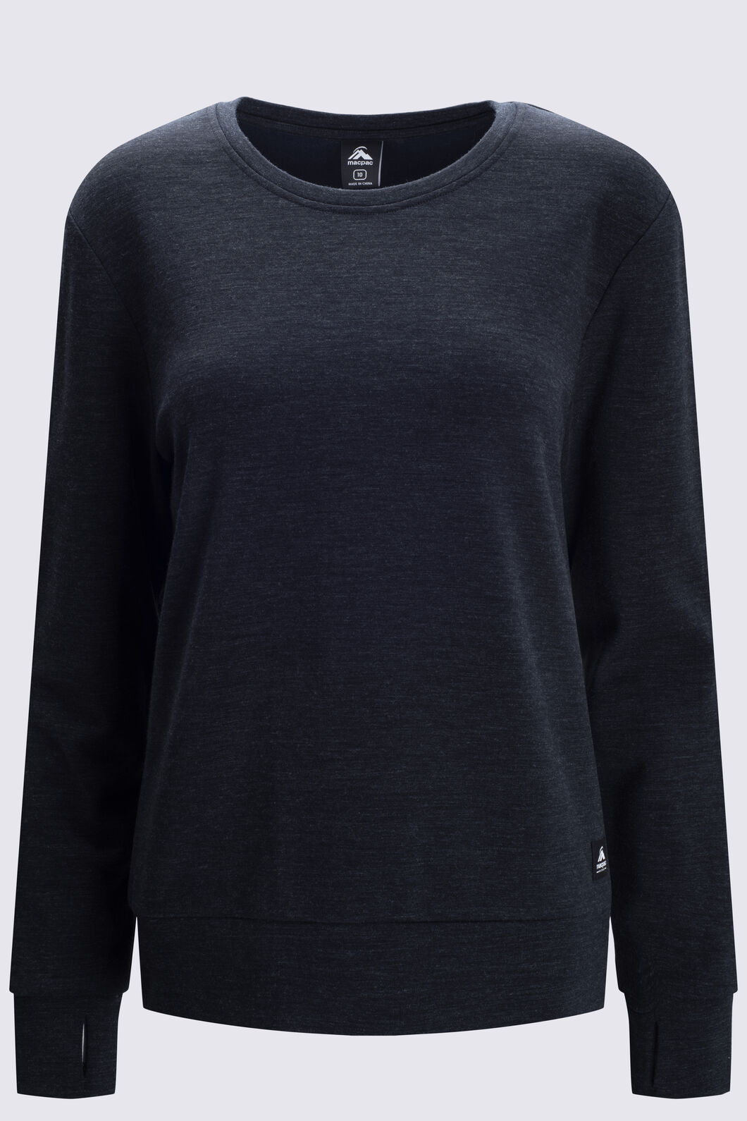 Macpac Women's 280 Merino Blend Long Sleeve Crew, BLACK MARLE, hi-res
