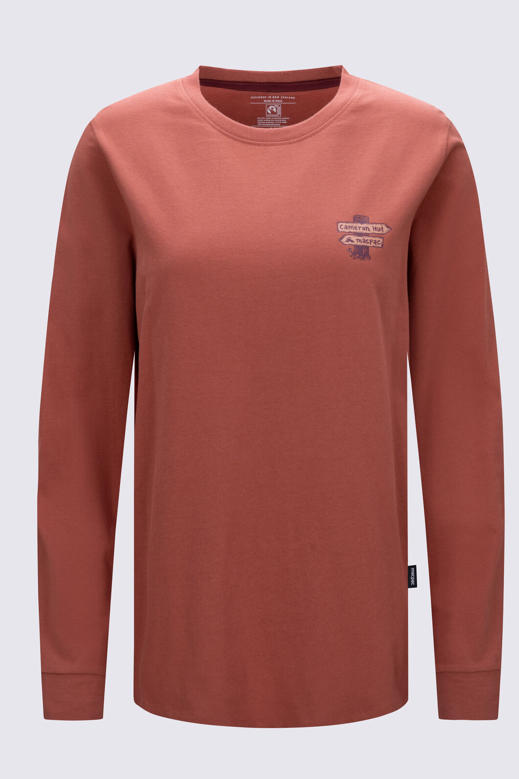 Macpac Women's Cameron Hut Fairtrade Organic Cotton Long Sleeve T-Shirt, Chutney, hi-res