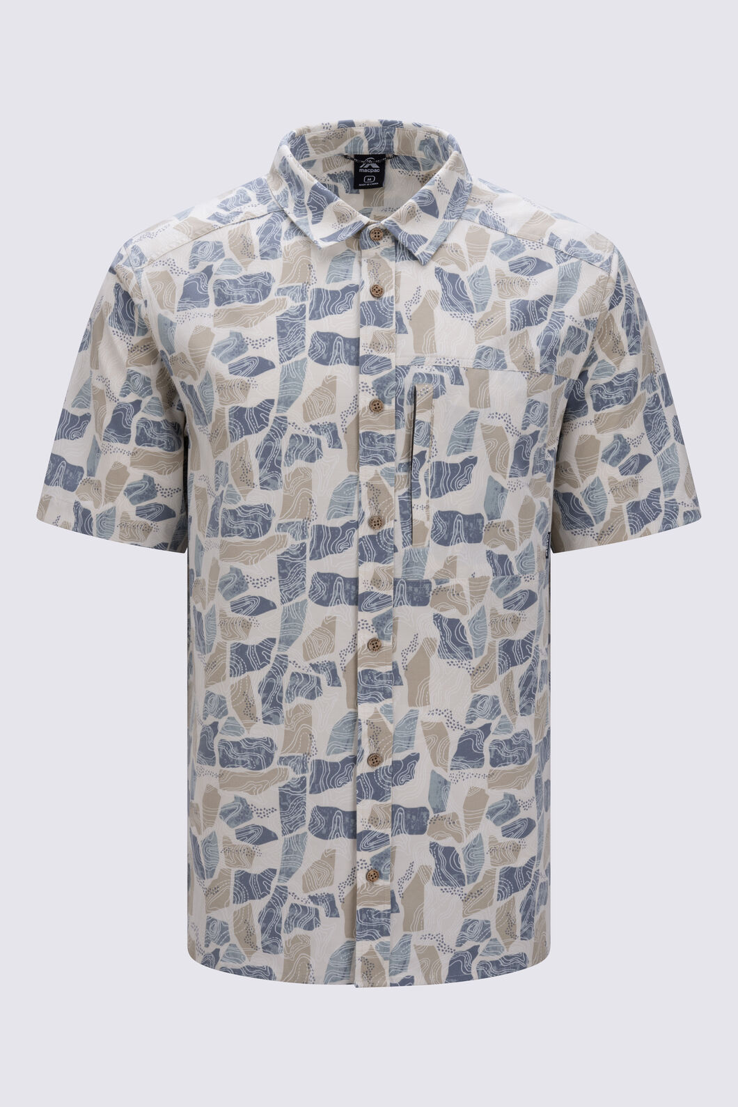 Macpac Men's Camp Printed Short-Sleeve Shirt, Terrain Camp Print, hi-res