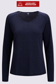 Macpac Women's Wanderer Long Sleeve T-Shirt, BLUE NIGHTS, hi-res