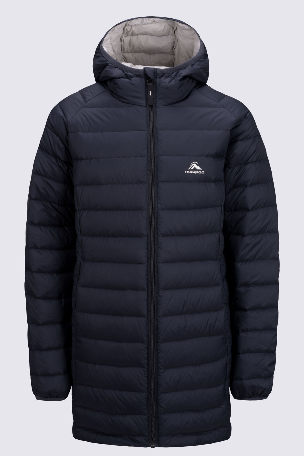Macpac Kids' Uber Light Hooded Down Coat ♺, Black, hi-res